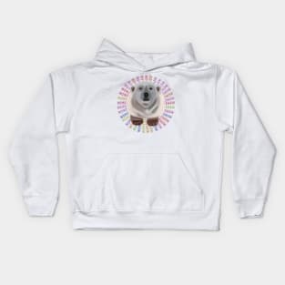 Polar Bear on rainbow bear pattern Kids Hoodie